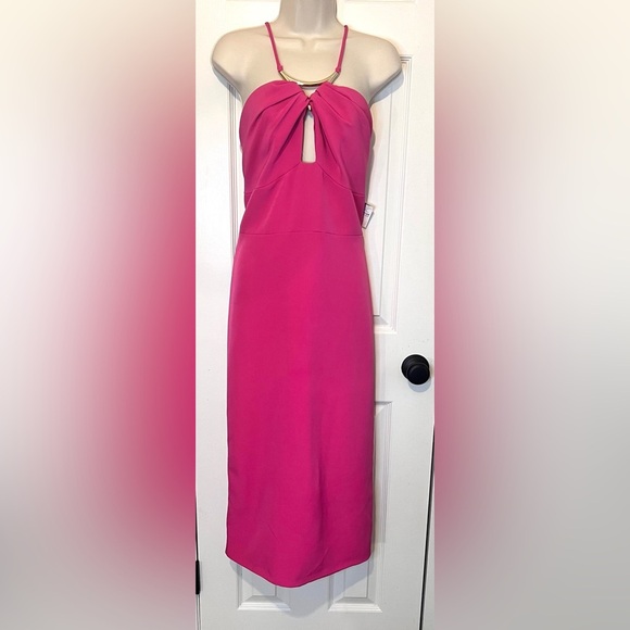 Halston ADRINA DRESS IN STRETCH CREPE, Color Magenta, Size 14 - Picture 1 of 9